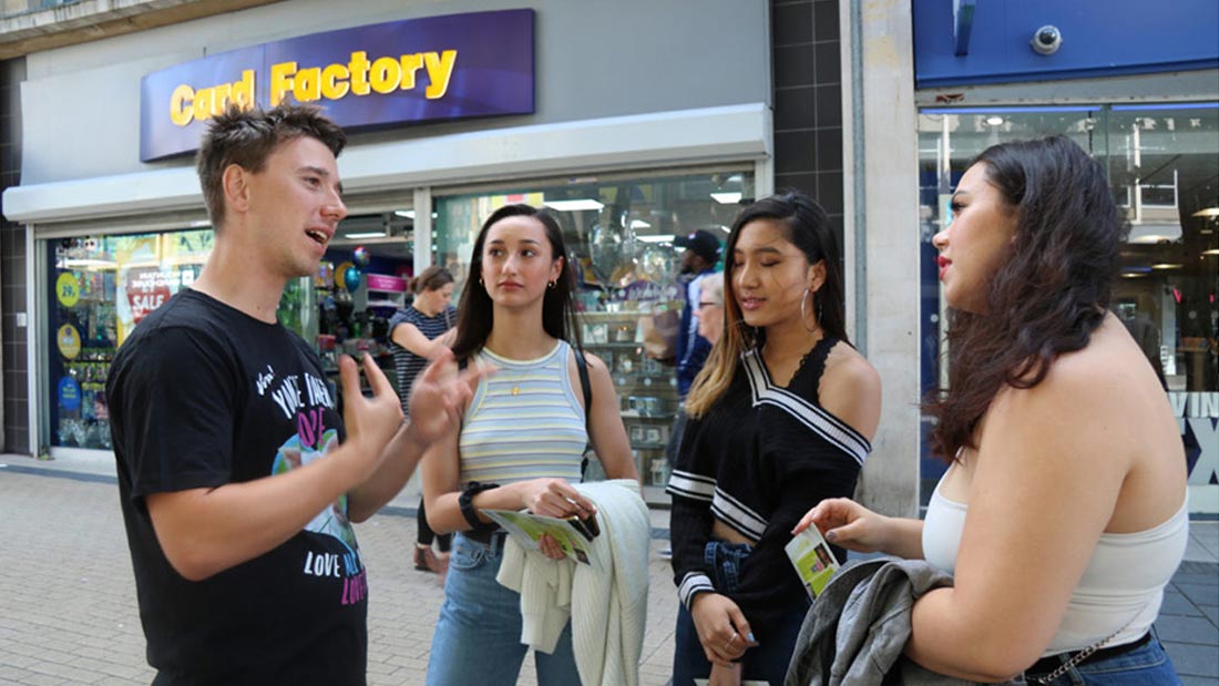 Will chatting to group of girls