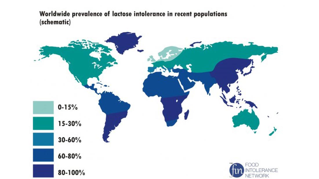 Worldwide prevalence of lactose intolerance in recent populations