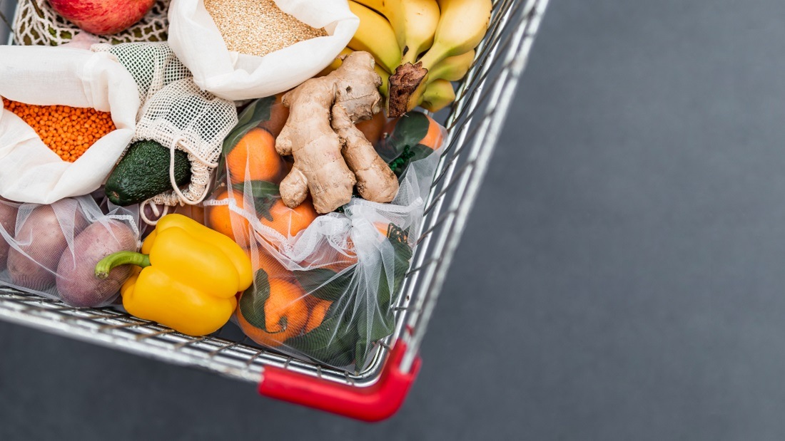 food in a shopping basket