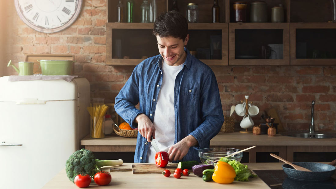 man preparing food