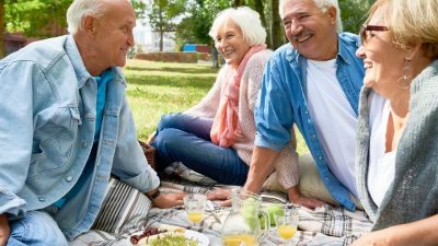 Older people enjoying a picnic