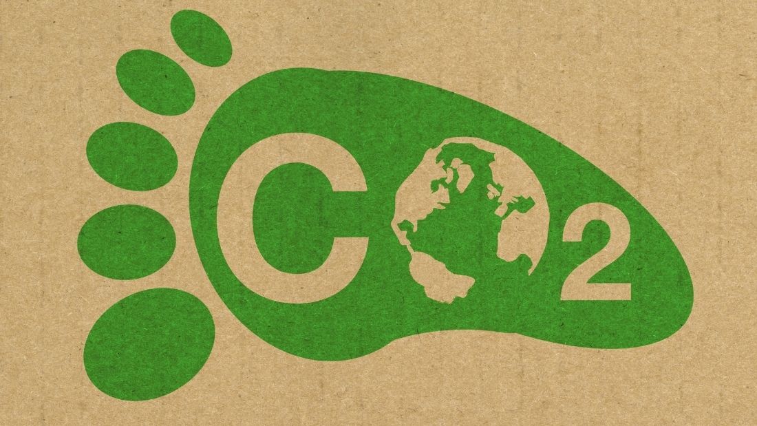 Green footprint with 'CO₂' in the middle