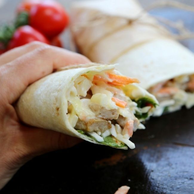 vrc BBQ ‘Chicken’ Slaw & Cheese Wrap