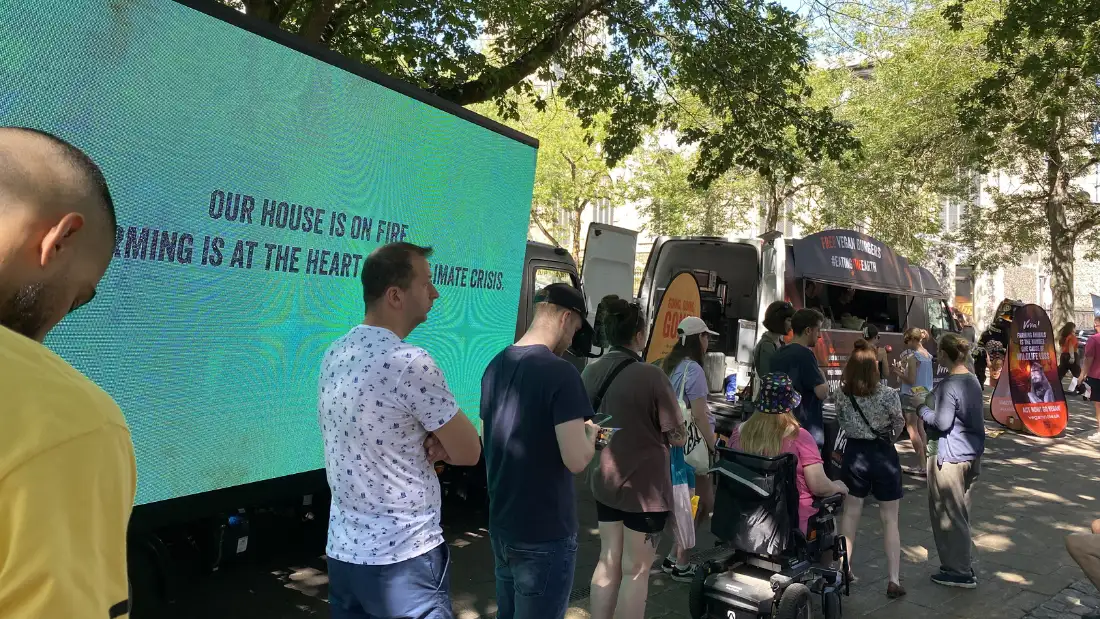 Queues for the burger van in Norwich