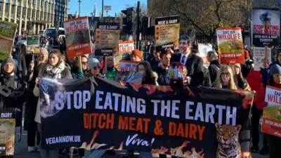 Stunt on Parliament Square with Rishi Eating the Earth